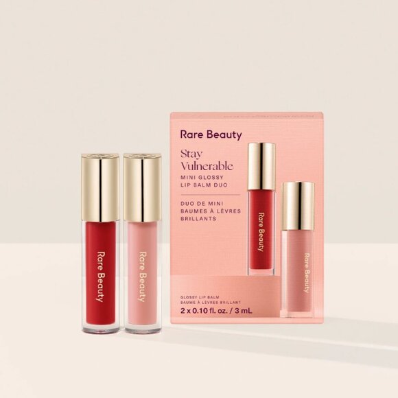 NWT Rare Beauty by Selena Gomez Stay Vulnerable Mini Glossy Lip Balm Duo